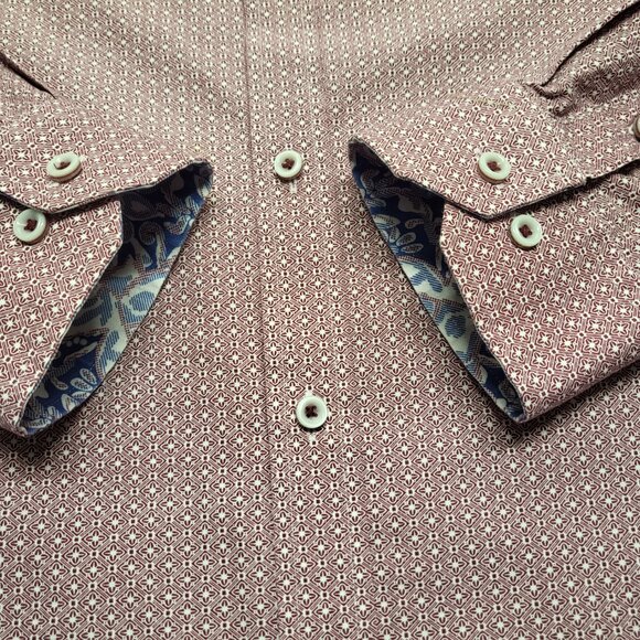 Johnston & Murphy Shirt Button Up Mens 3XL Flip Cuff Long Sleeve Geometric - Picture 8 of 15